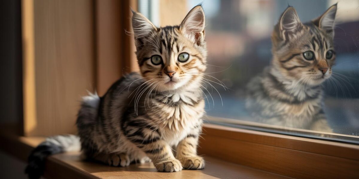 A once-abandoned tabby cat finds hope and love in a new home, her vibrant spirit illuminated by the warm glow of a sunlit window.